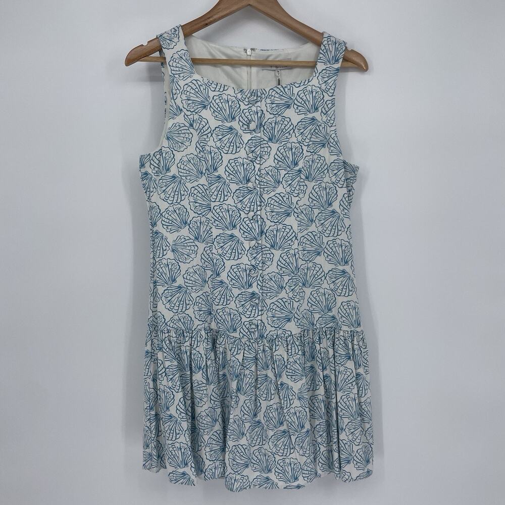 WAYF Sun Dress Coastal Beach Shell Vacation Womens Size M NWT Linen M Blue White - Picture 2 of 12